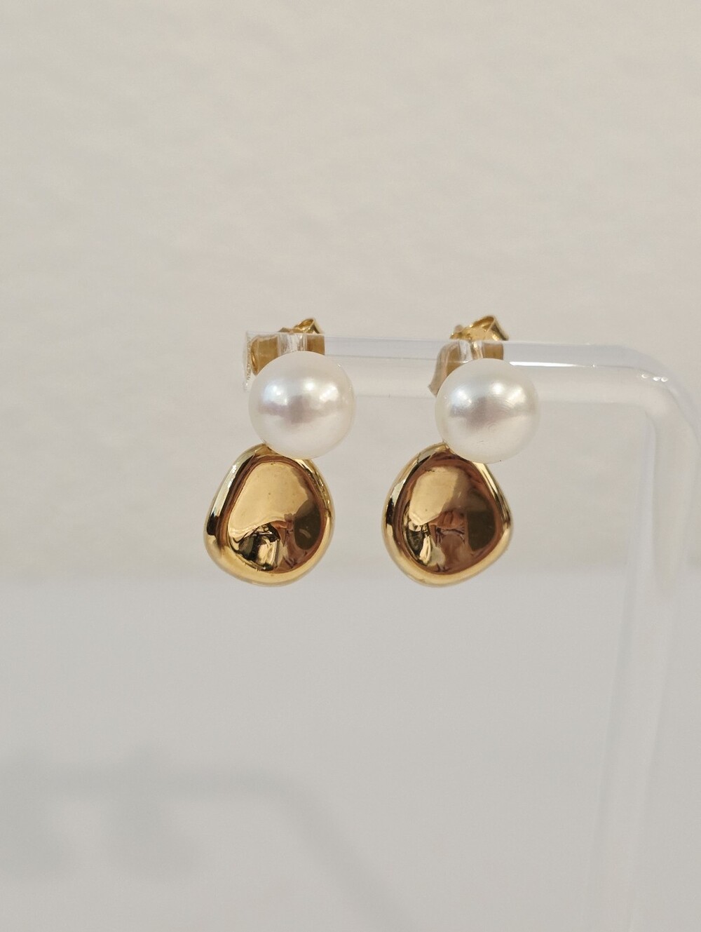 Mejuri Pebble Pearl Earrings 18k Goldplated Sterling Silver New